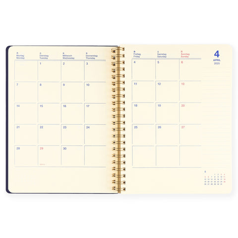 Delfonics Rollbahn 2025 Homme Monthly Planner Dark Blue | Large Or A5 