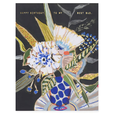 Someday Studio Blue Polka Floral Birthday Card