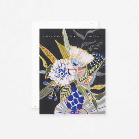 Someday Studio Blue Polka Floral Birthday Card