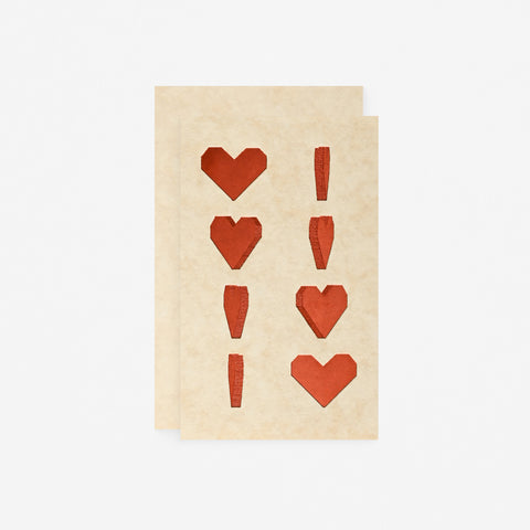 Nandaka Spinning Heart Metallic Red Greeting Card