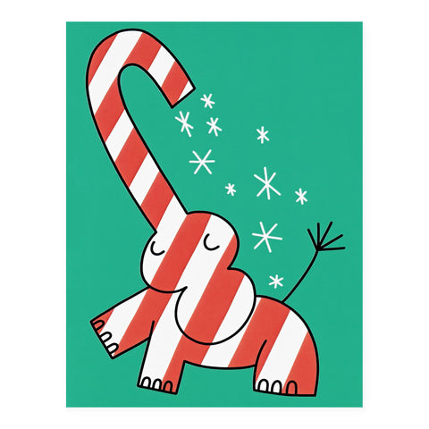 Toute Candy Cane Elephant Holiday Card