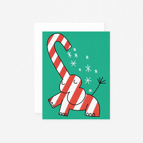 Toute Candy Cane Elephant Holiday Card