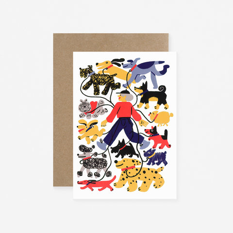 Wrap Dog Walker Greeting Card 