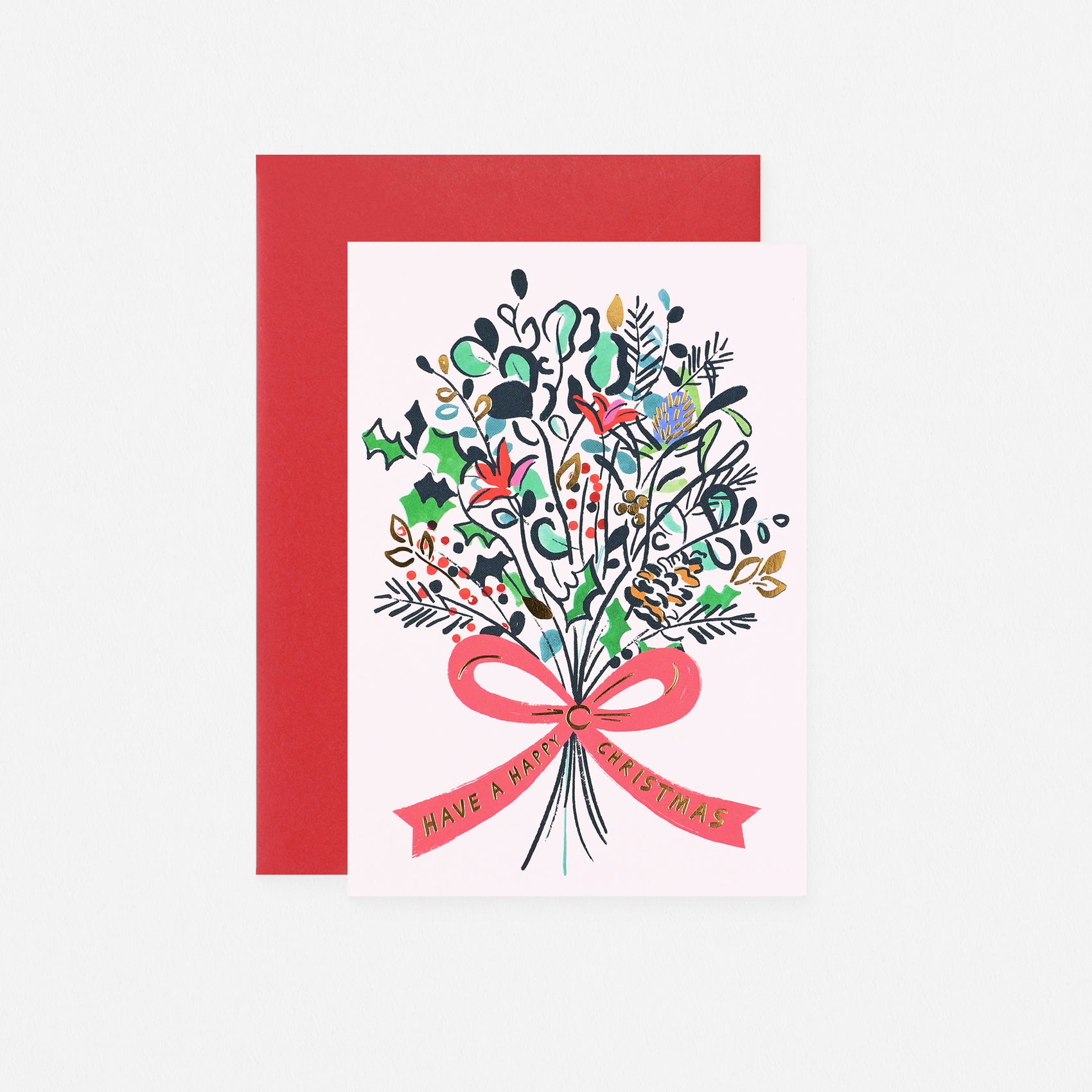 Wrap Happy Christmas Bouquet Holiday Card 