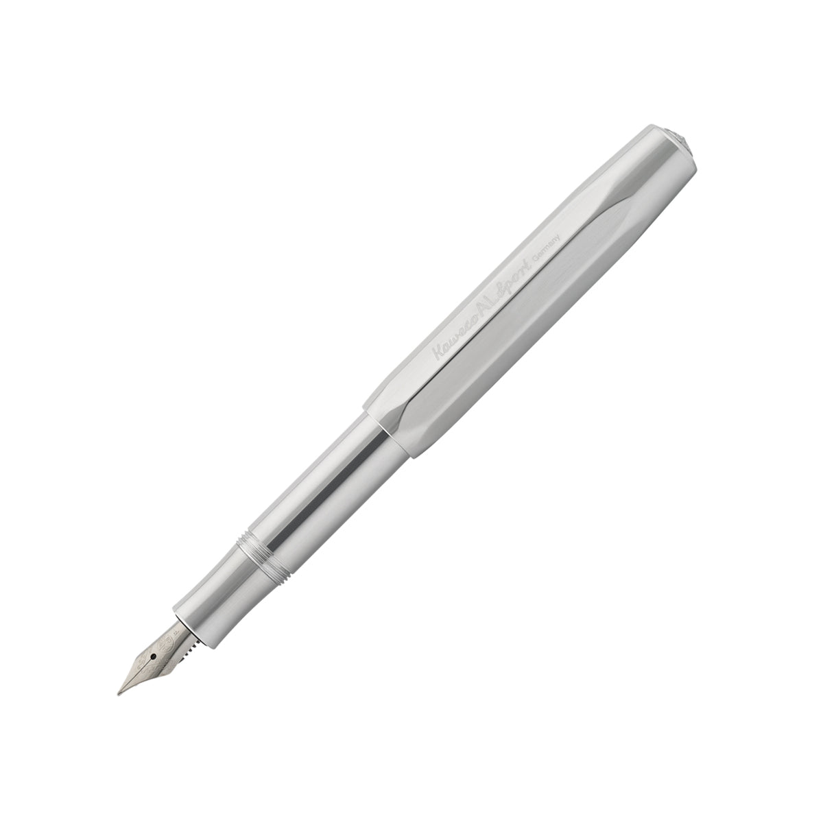 Kaweco AL Sport Raw Aluminum High Gloss Polish Fountain Pen Medium Nib 