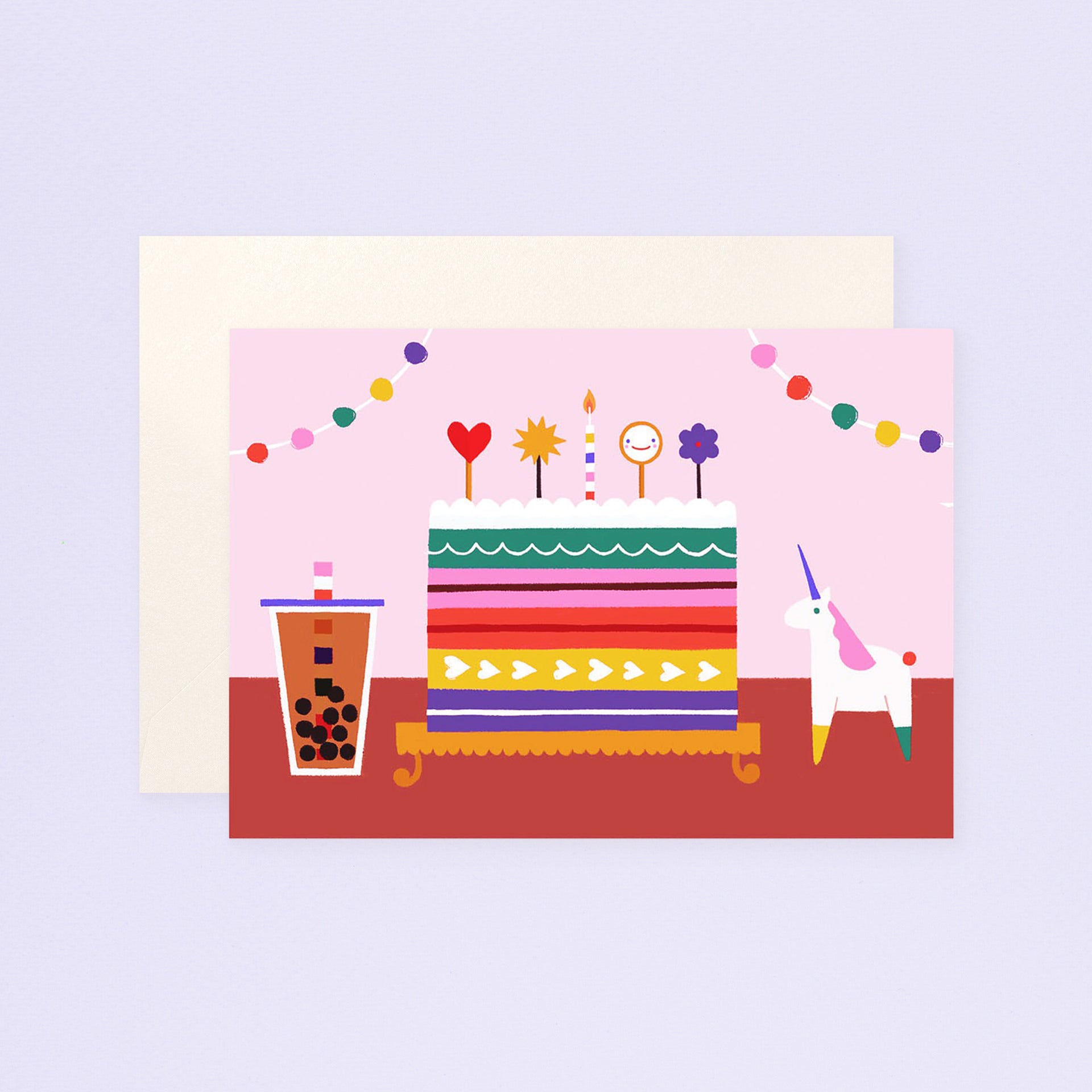 Angelope Rainbow Cake Birthday Card 
