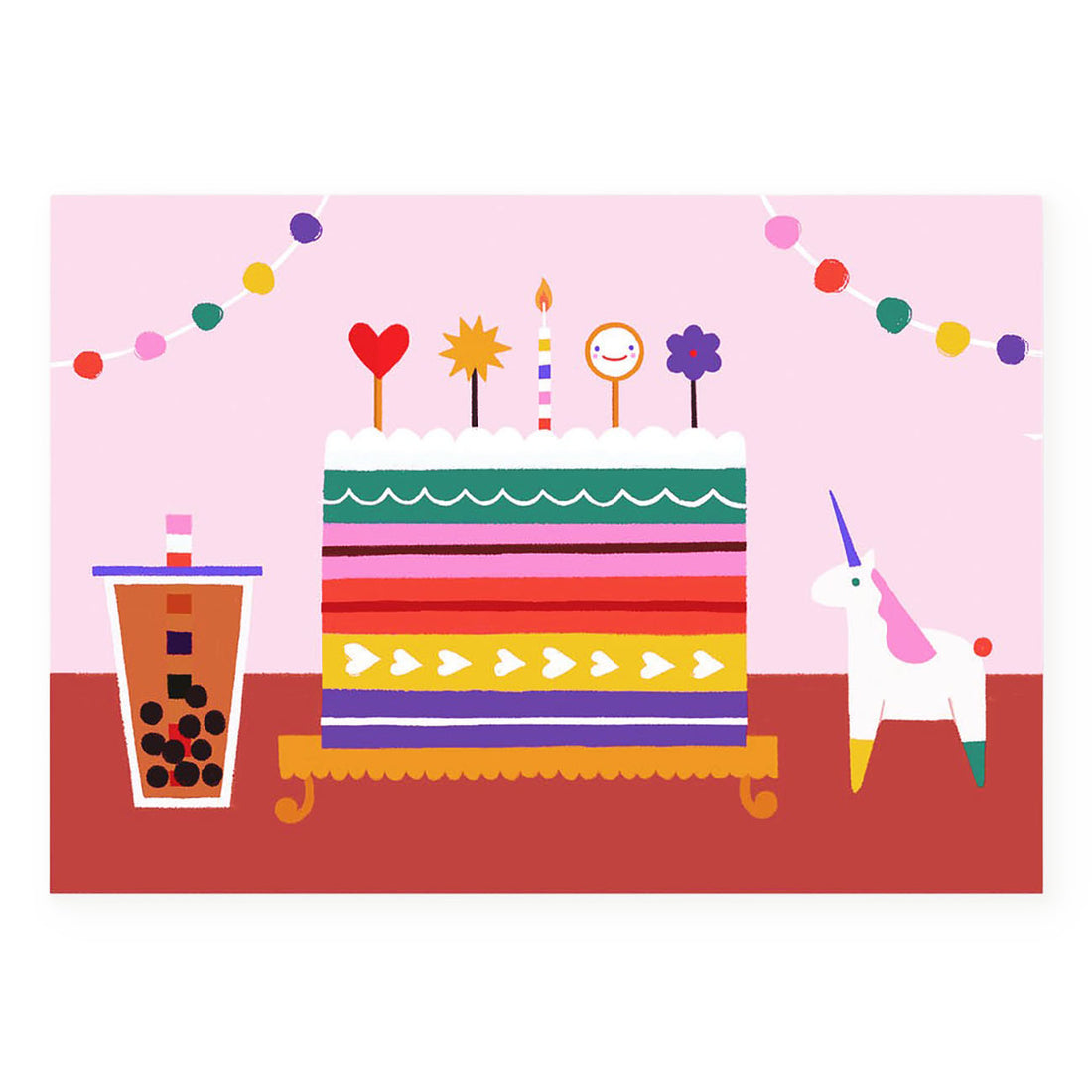 Angelope Rainbow Cake Birthday Card 