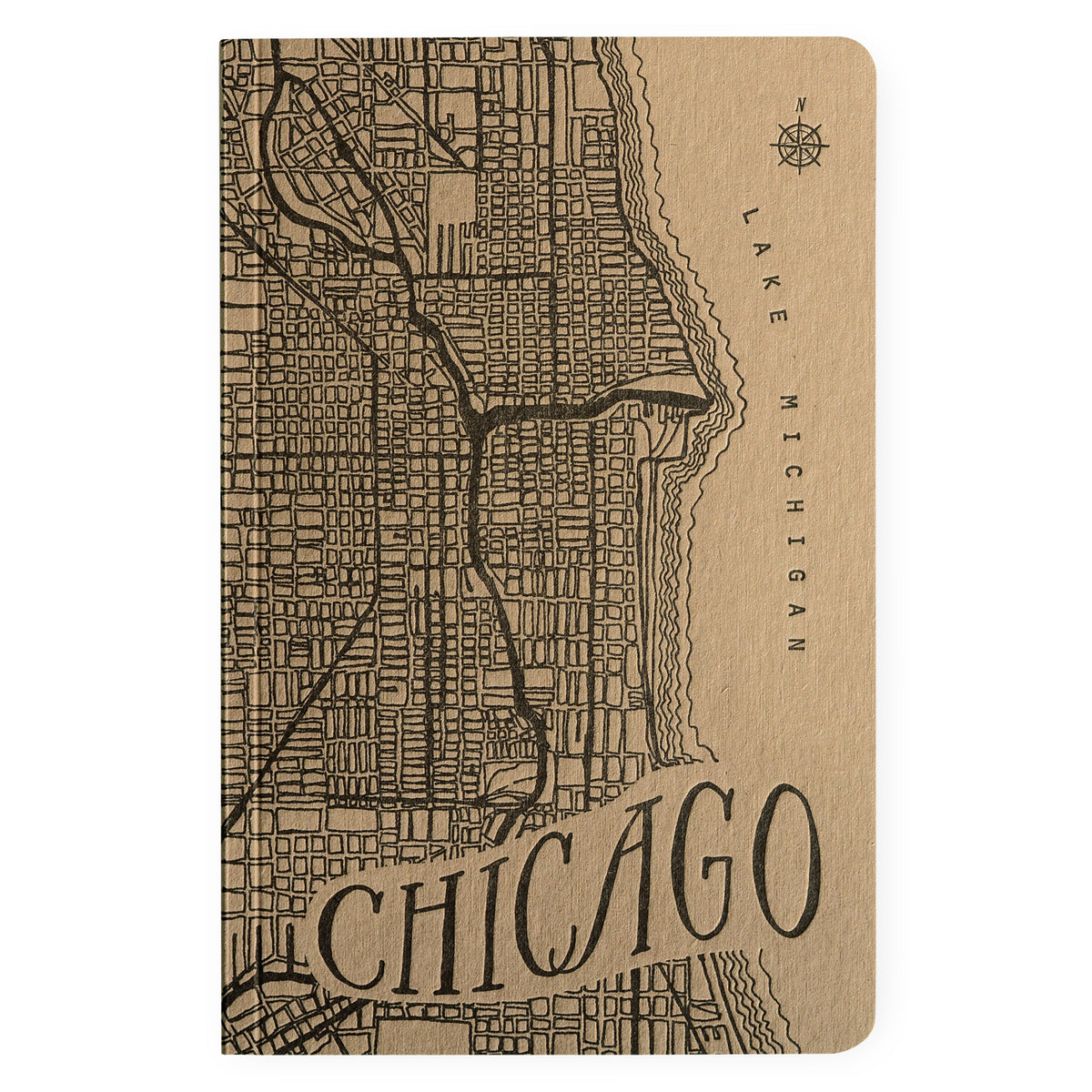 Blackbird Letterpress Chicago Map Letterpress Notebook | Kraft or Snocone Kraft
