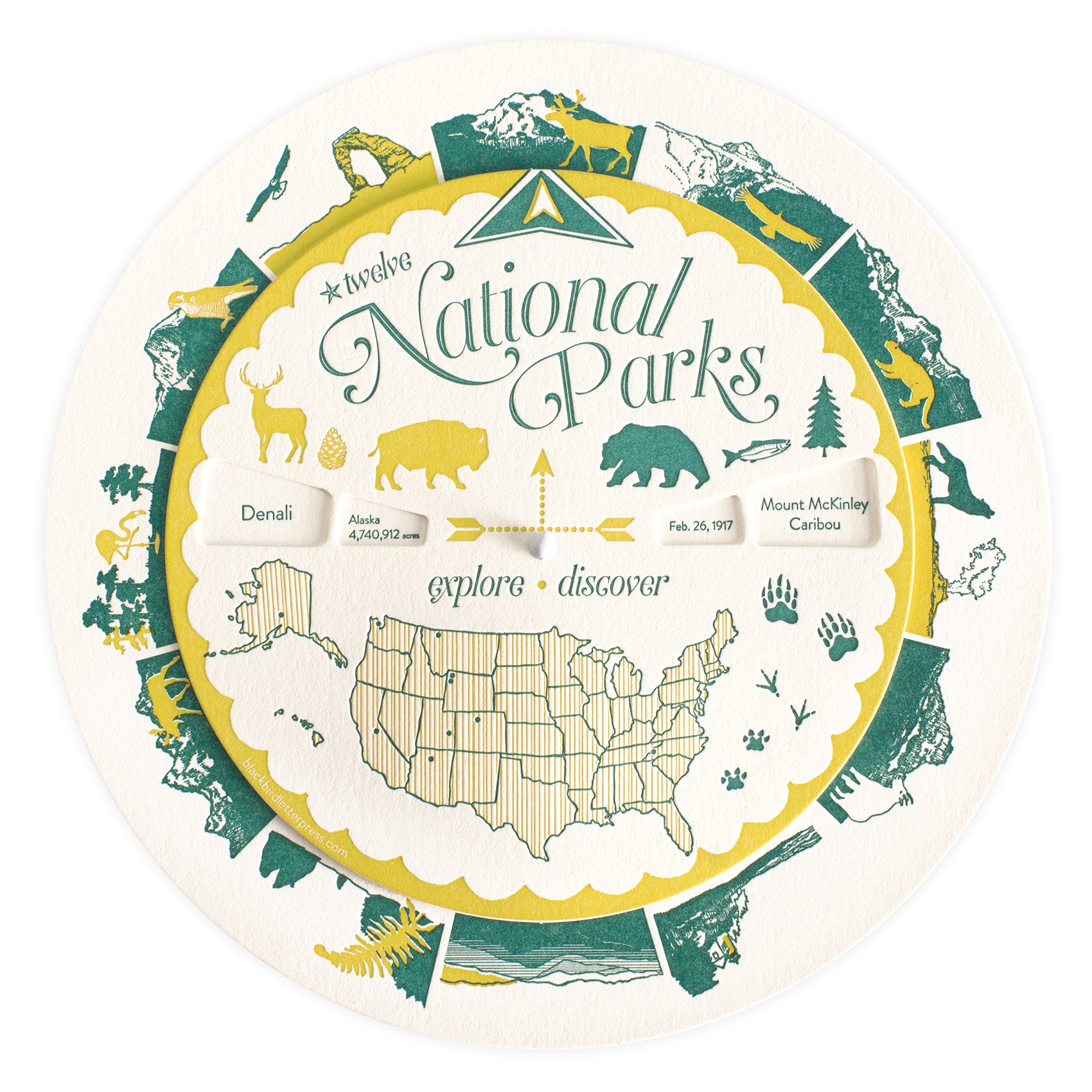 Blackbird Letterpress National Parks Spinner Card 