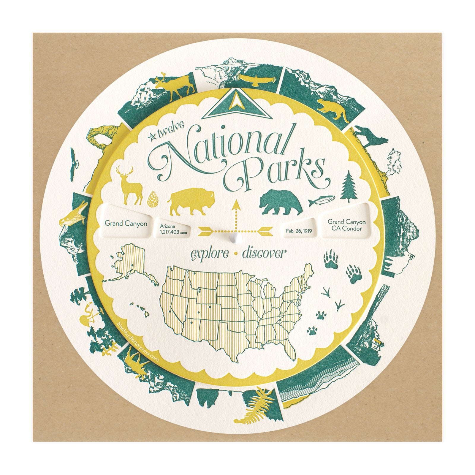 Blackbird Letterpress National Parks Spinner Card 