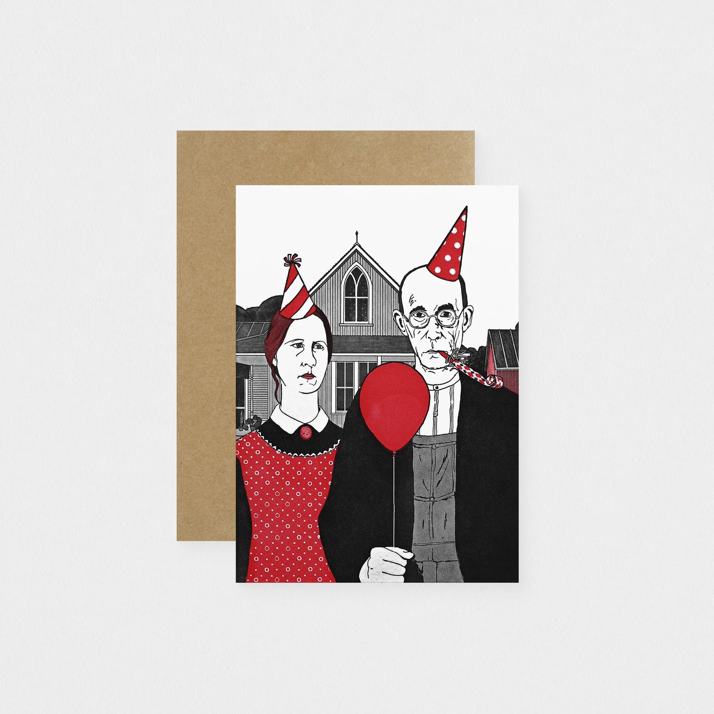 Blue Barnhouse American Gothic Birthday Card 