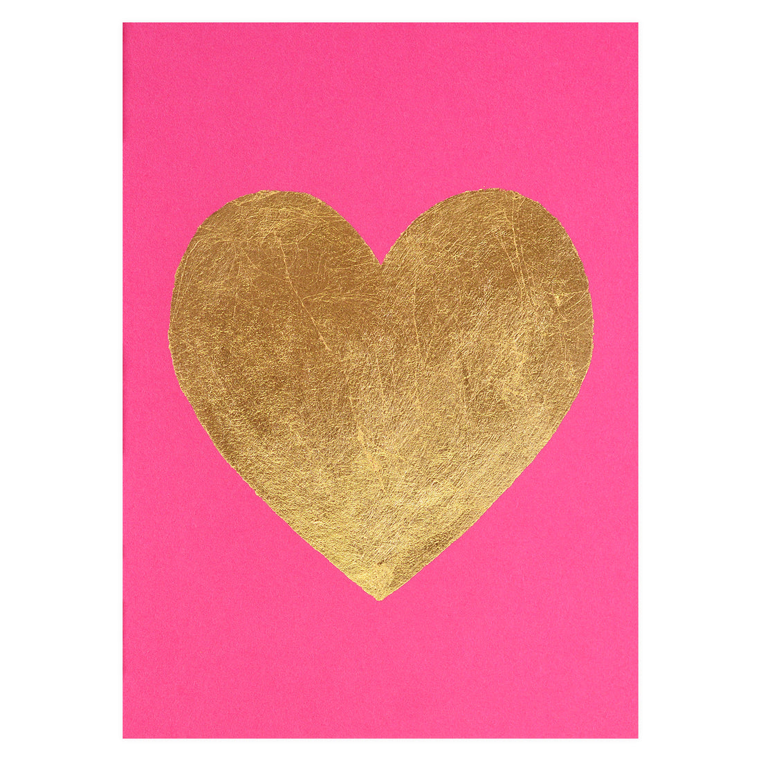 Catherine Greenup Heart Gold Leaf Greeting Card Fuchsia 