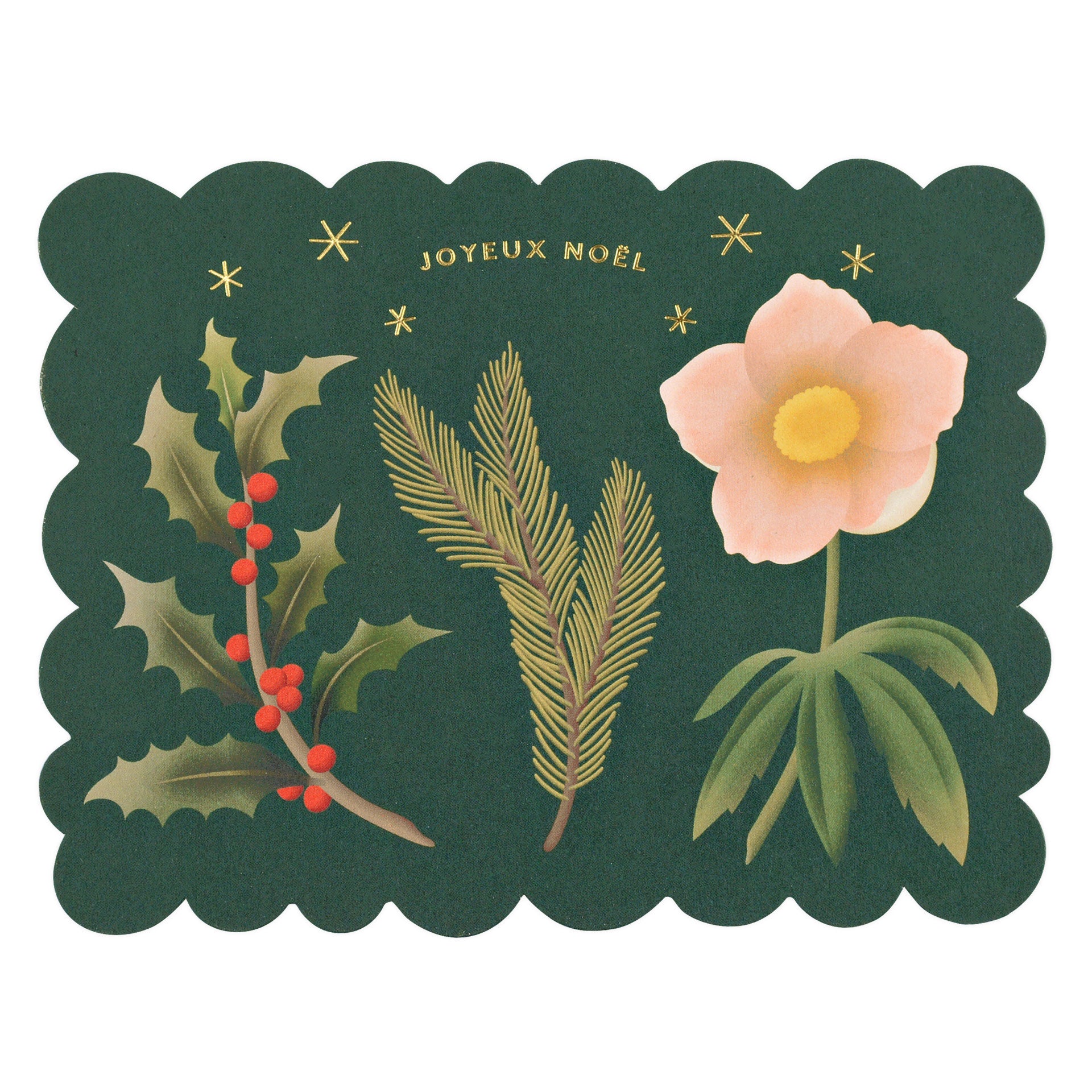 Clap Clap Joyeux Noël Holiday Cards Deep Green Boxed 
