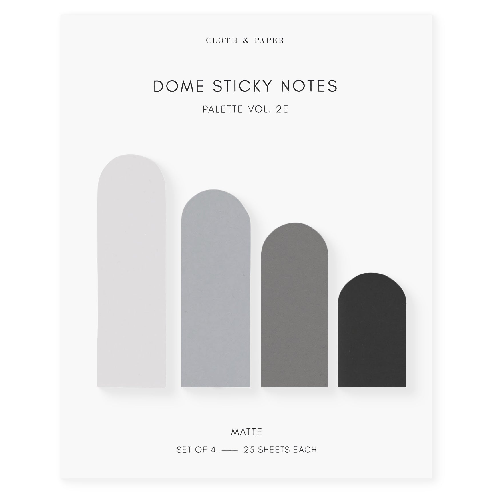 Cloth & Paper Dome Sticky Notes Palette Vol. 2E | Aspen, Fog, Graphite & Avant Garde 