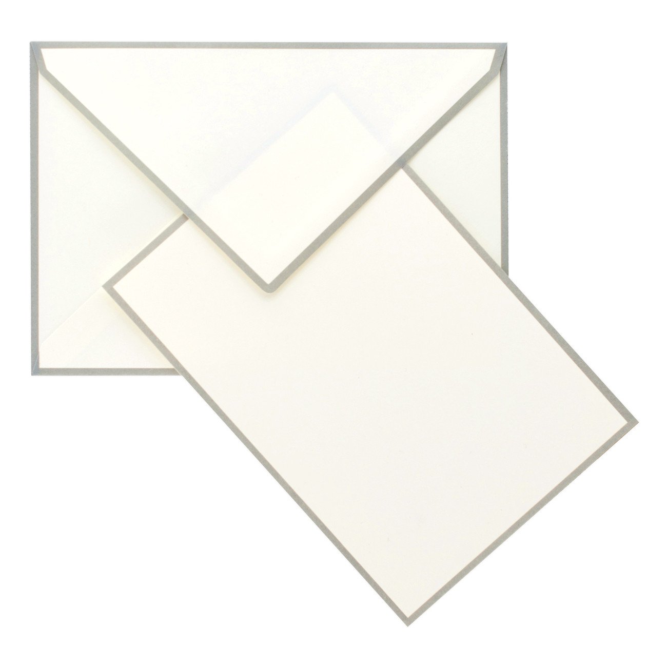 Crown Mill Color Edge Cream and Grey Flat Note Cards Boxed 