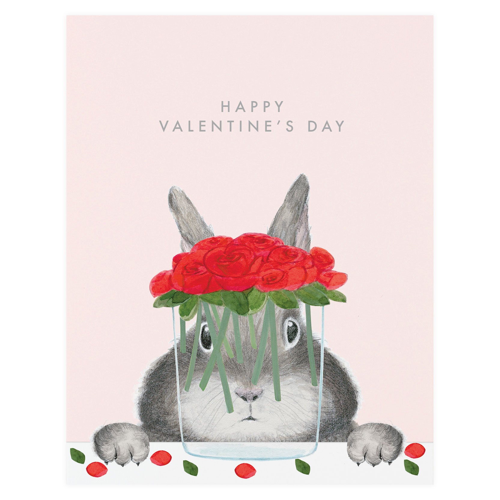 Bunny with Roses Valentine's Day Single Card or Set of Six
