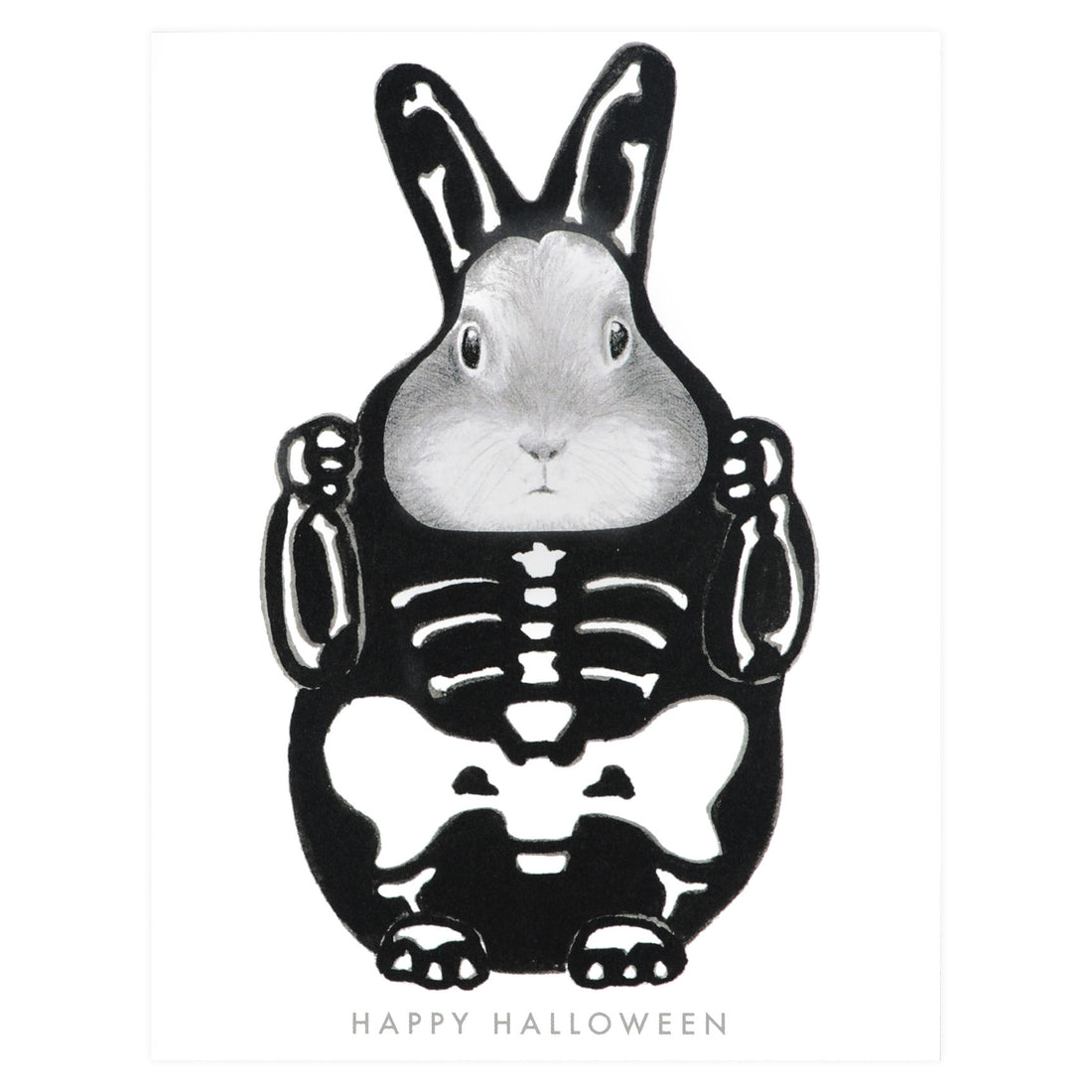 Dear Hancock Skeleton Costume Bunny Halloween Card 