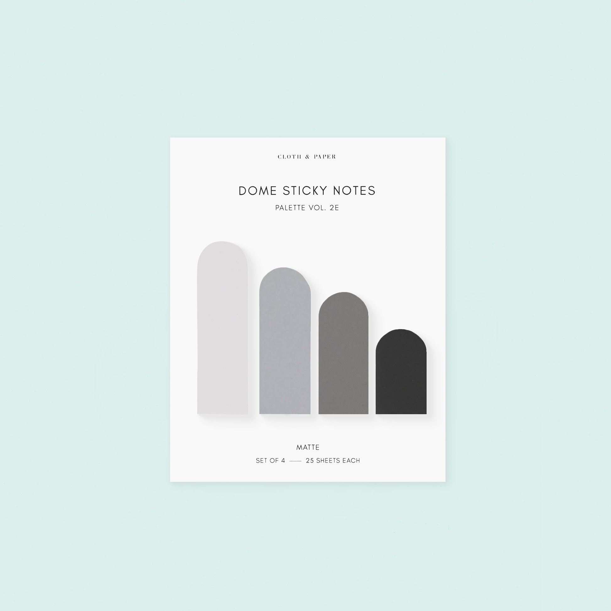 Cloth & Paper Dome Sticky Notes Palette Vol. 2E | Aspen, Fog, Graphite & Avant Garde 