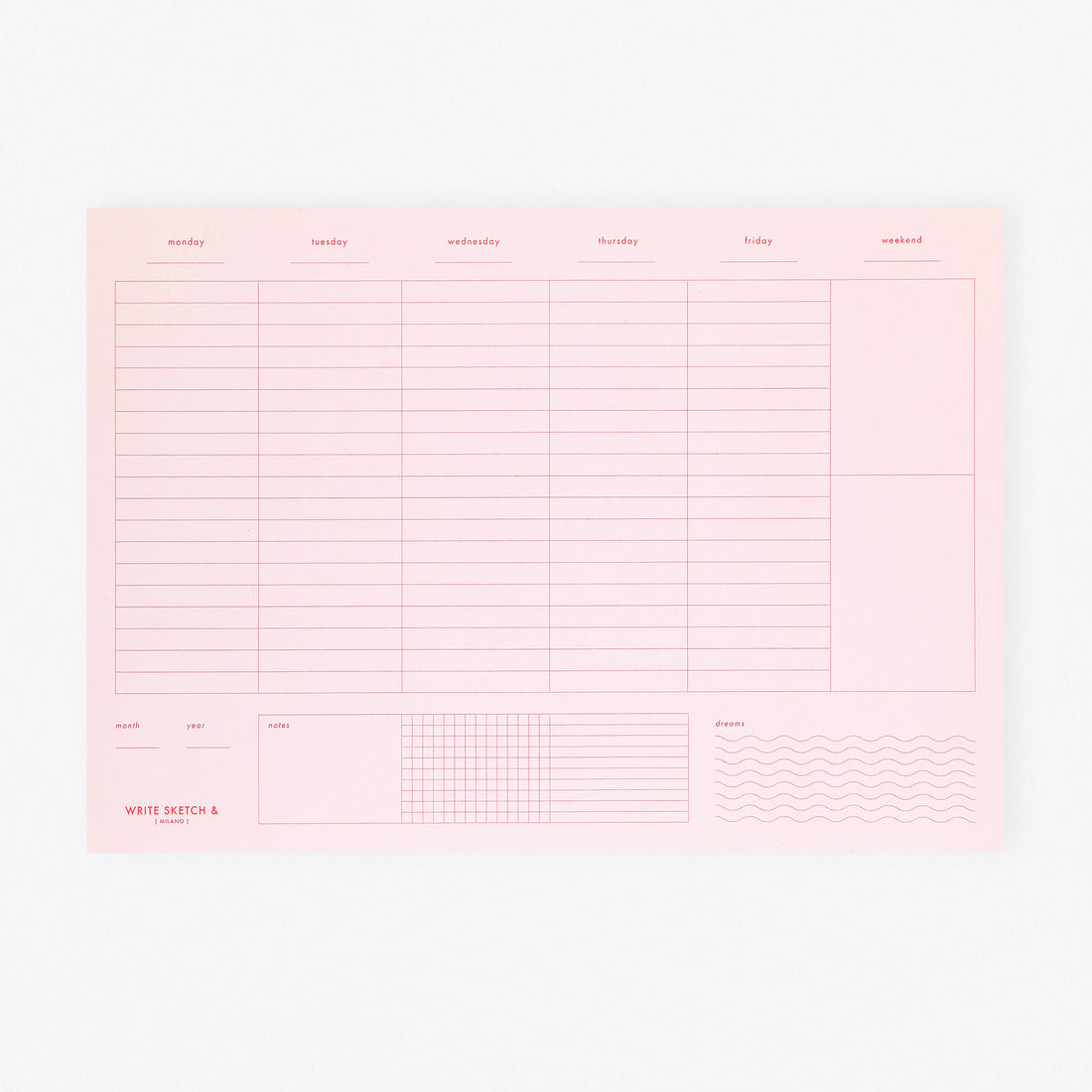 Write Sketch & Weekly Planner Pink + Red 