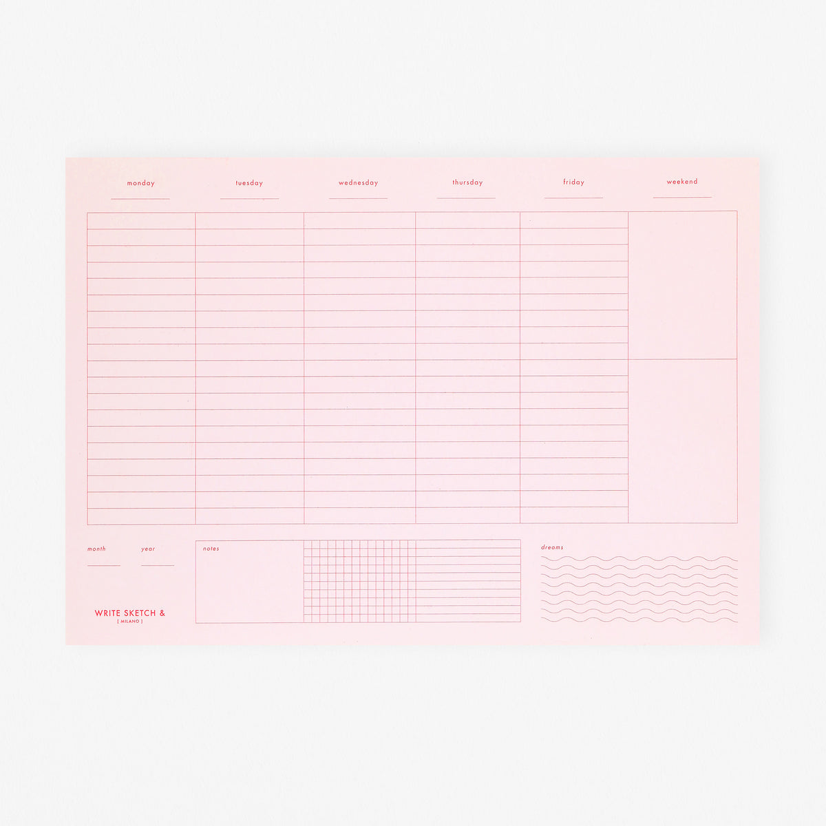 Write Sketch & Weekly Planner Pink + Red 