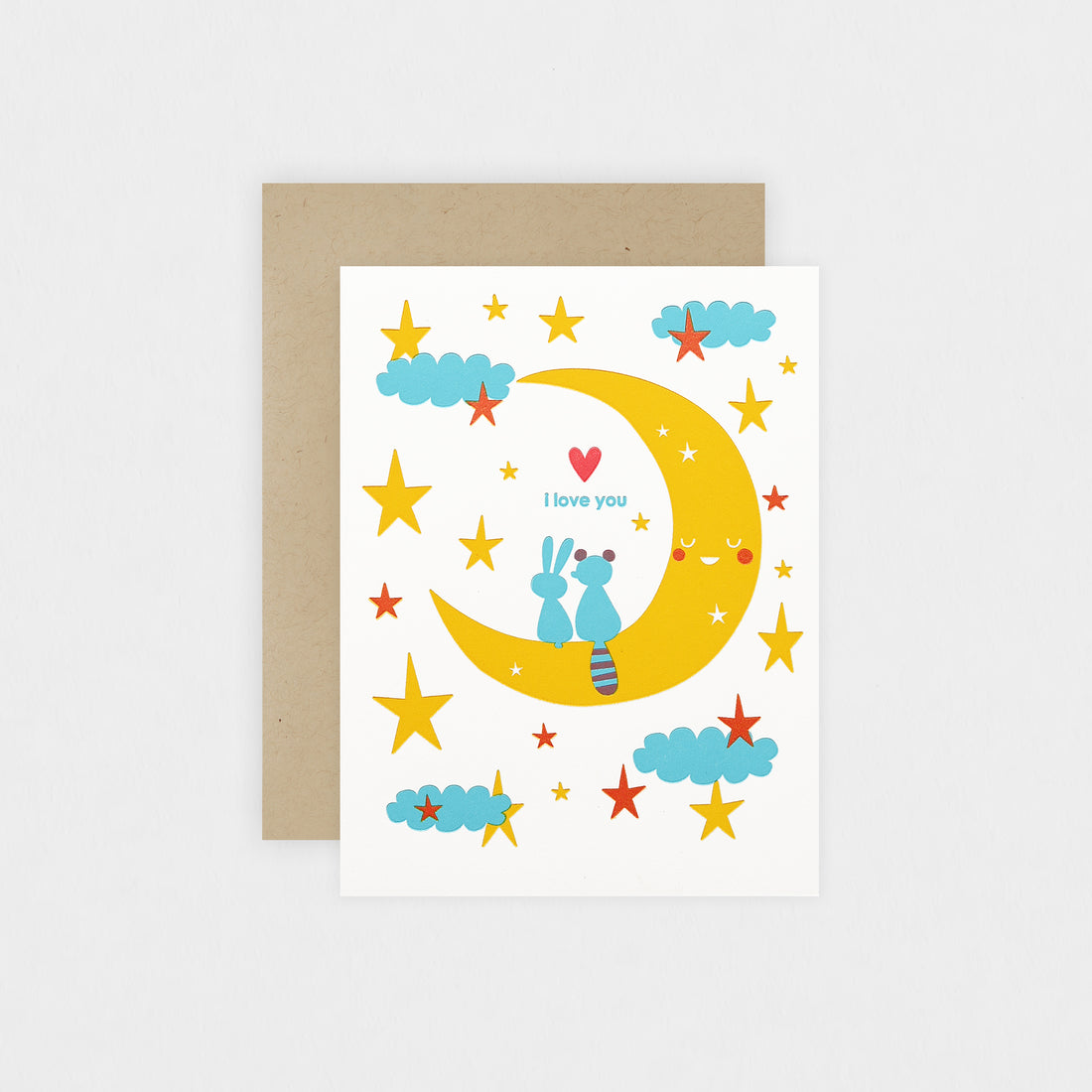 Fugu Fugu I Love You Raccoon Bunny Moon Greeting Card 
