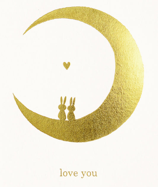 Fugu Fugu Love You Moon Bunnies Greeting Card 