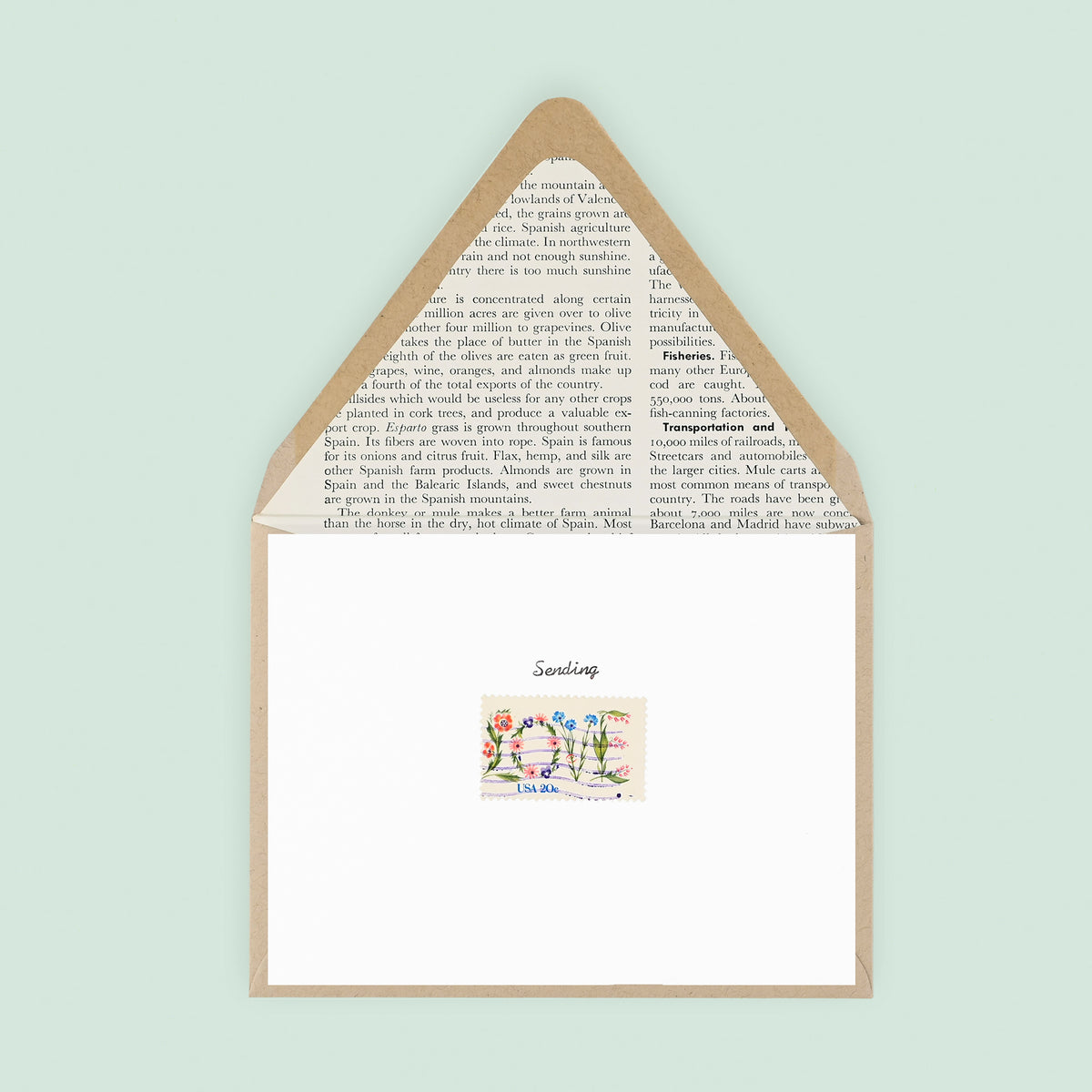 Galaxie Safari Sending Love Vintage Stamp Greeting Card 