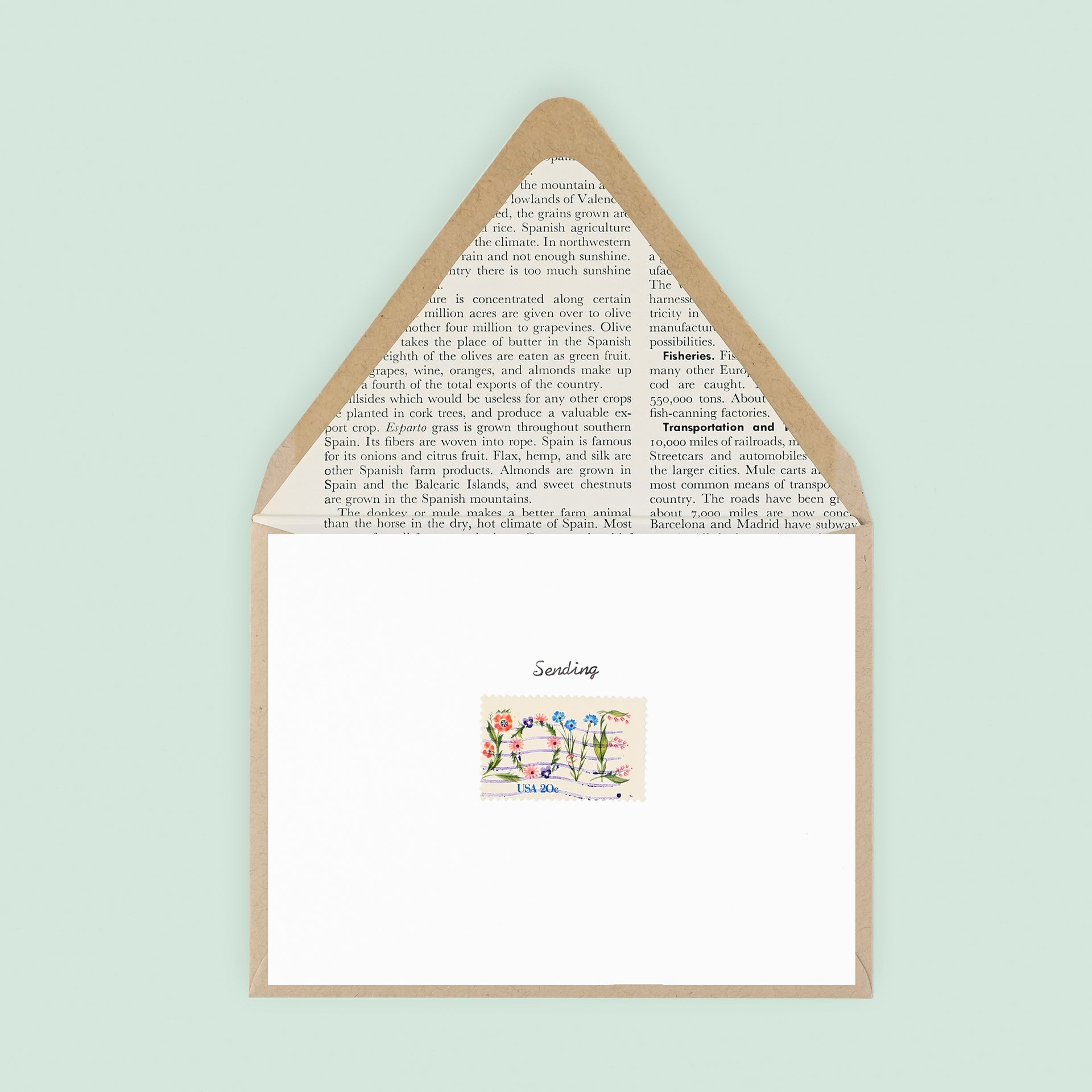 Galaxie Safari Sending Love Vintage Stamp Greeting Card 