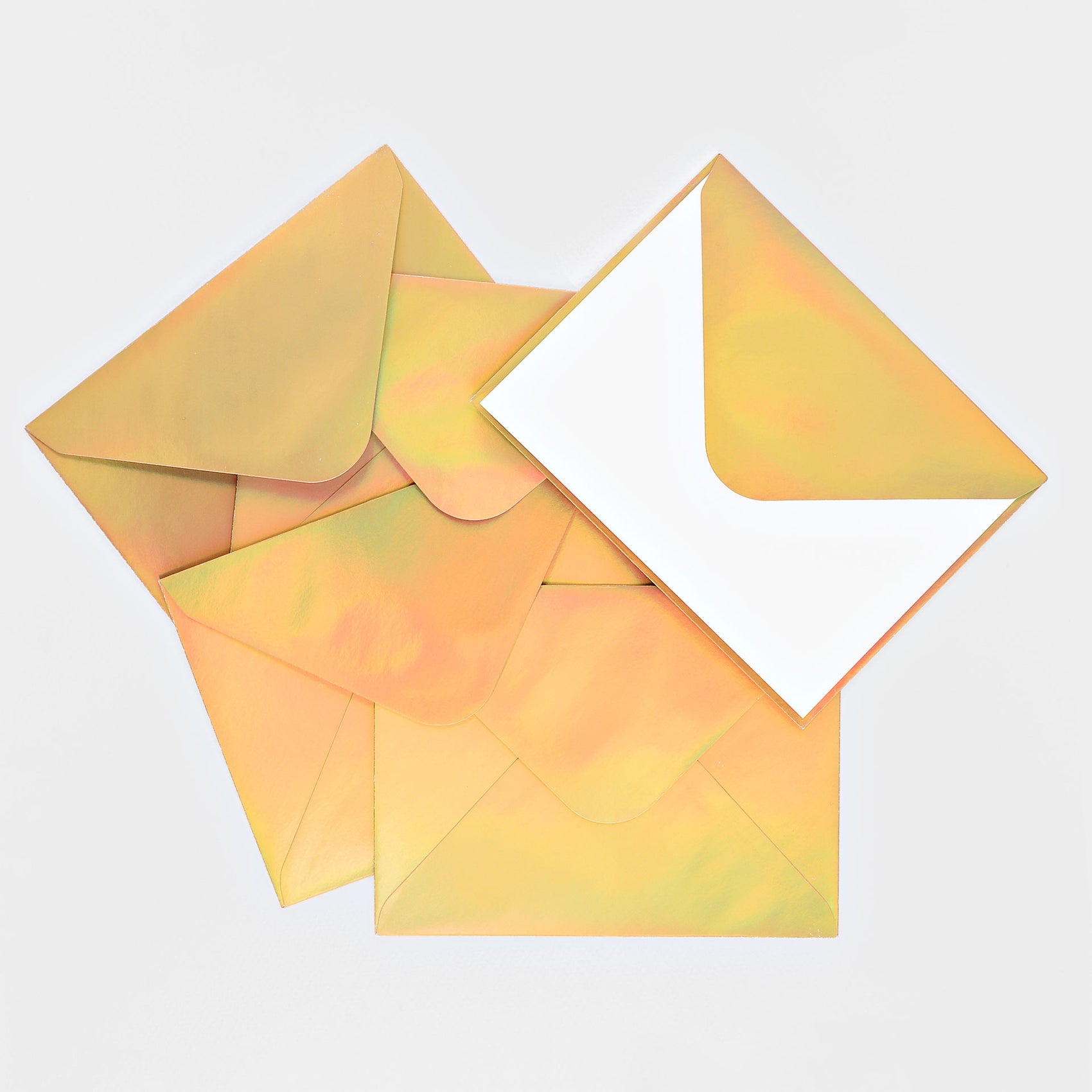 Gold Hologram Envelope Flat Note Cards Boxed