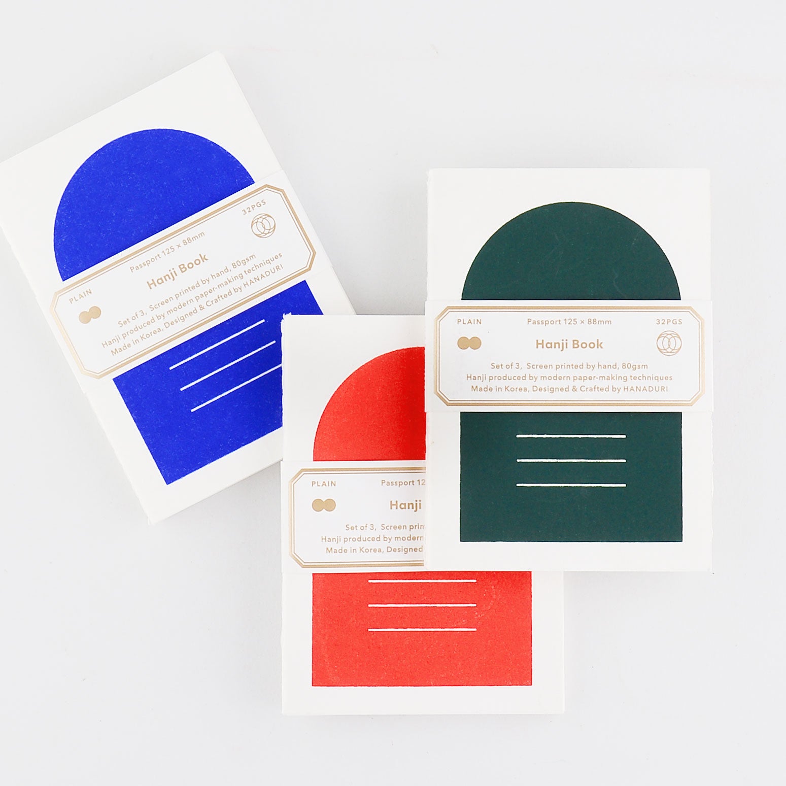 Hanaduri Hanaduri Hanji Passport Notebook Blank Set of 3 | 3 Colors 