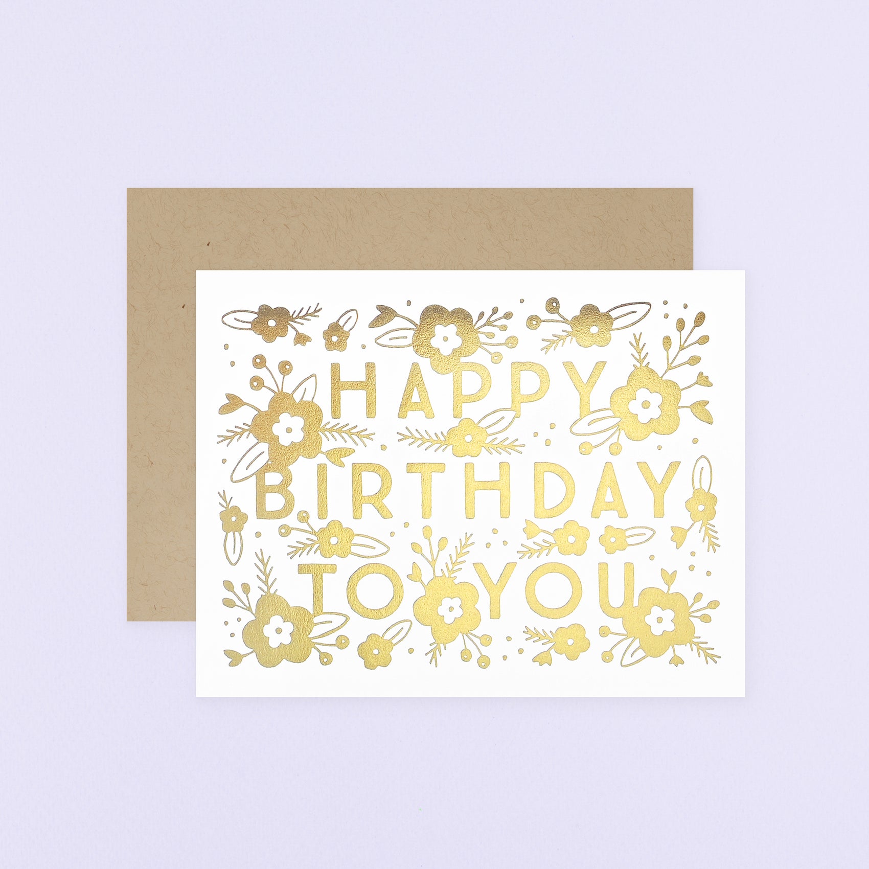 Happy Birthday Gold Floral Greeting Card
