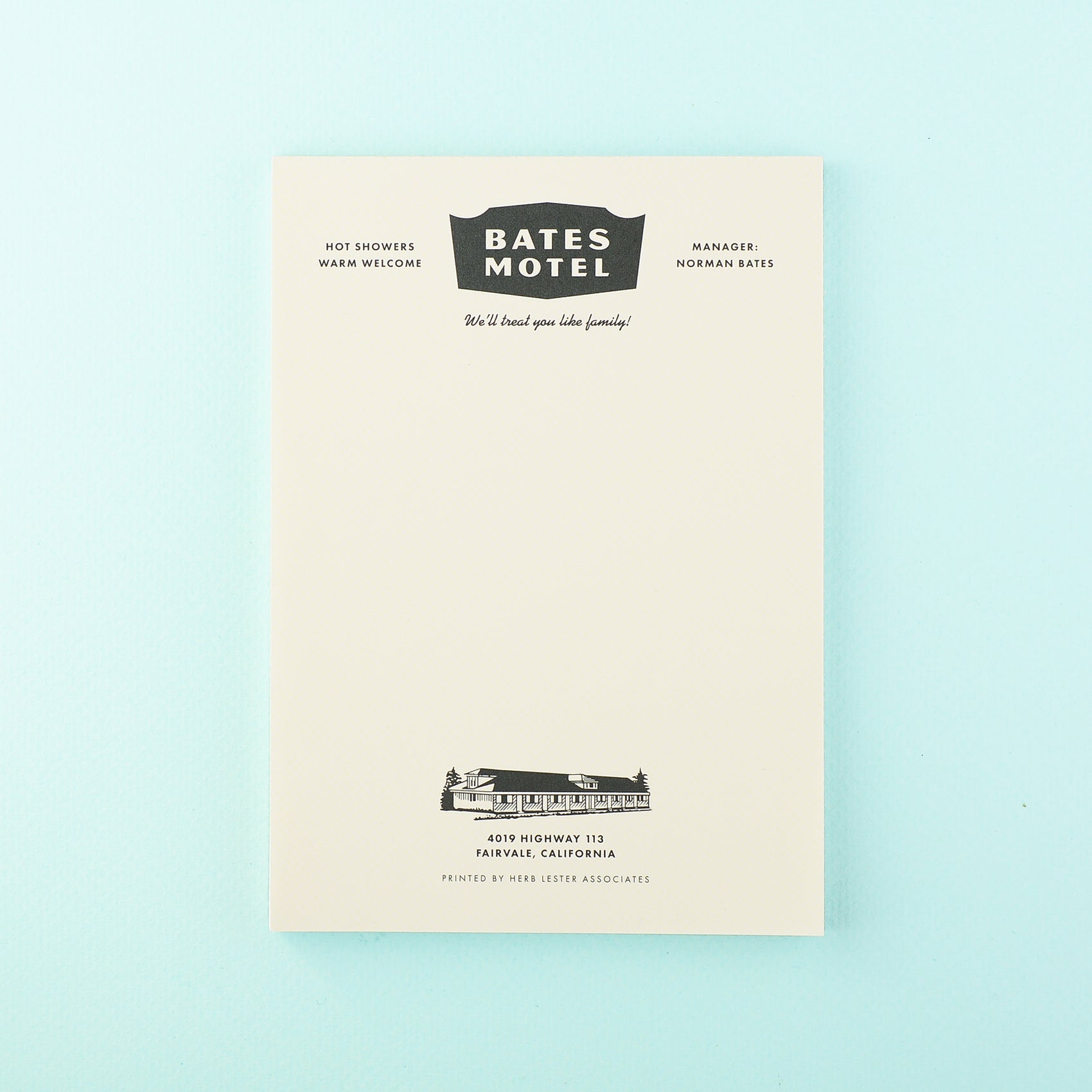 Bates Motel Psycho Fictional Hotel Notepad Set of 3 or Single