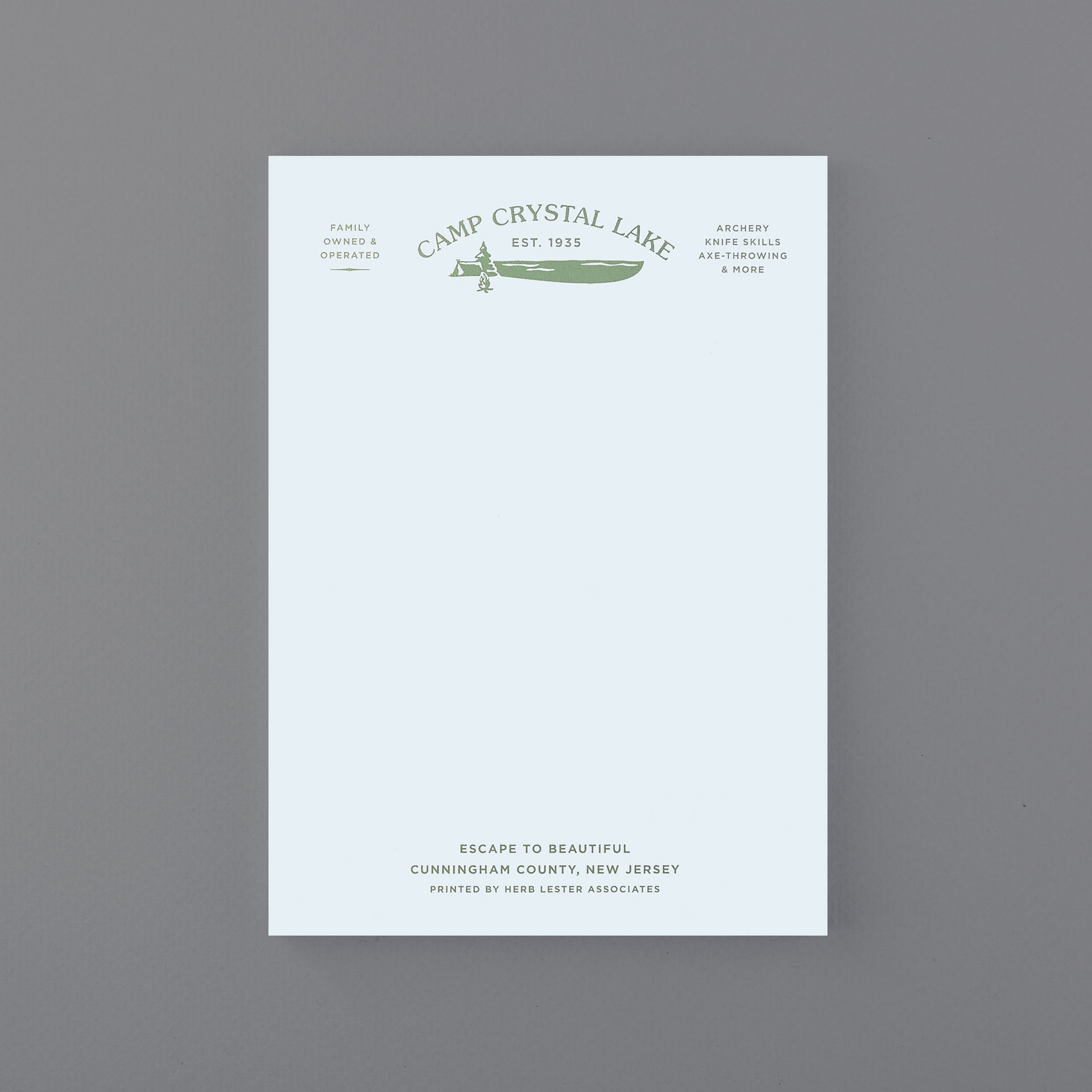 Herb Lester Camp Crystal Lake Friday the 13th Fictional Hotel Notepad Set of 3 or Single 