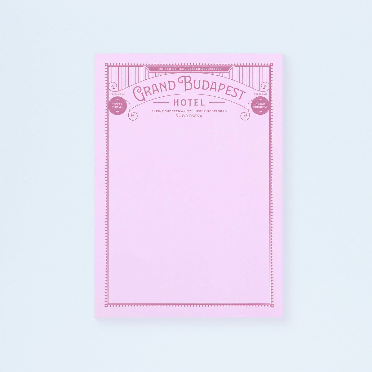 Herb Lester Grand Budapest Hotel Fictional Hotel Notepad Set of 3 or Single 