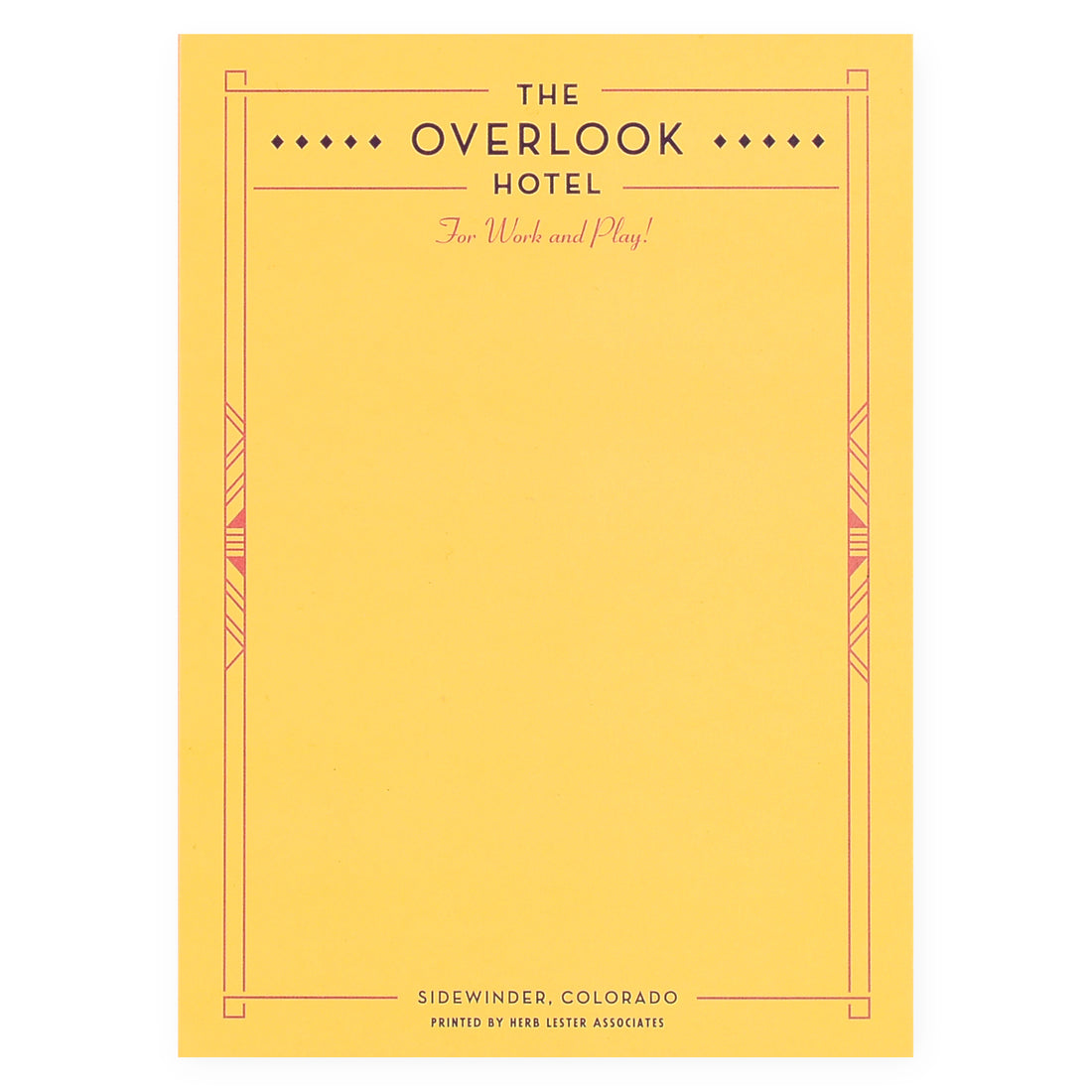 Herb Lester The Overlook Hotel The Shining Fictional Hotel Notepad Set of 3 or Single 