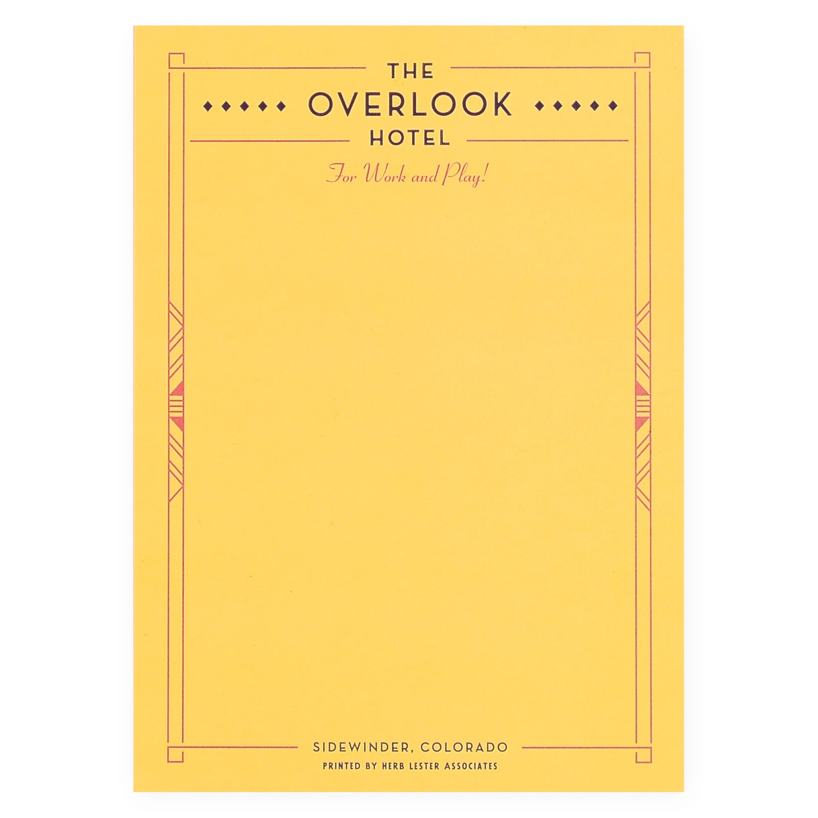 Herb Lester The Overlook Hotel The Shining Fictional Hotel Notepad Set of 3 or Single 