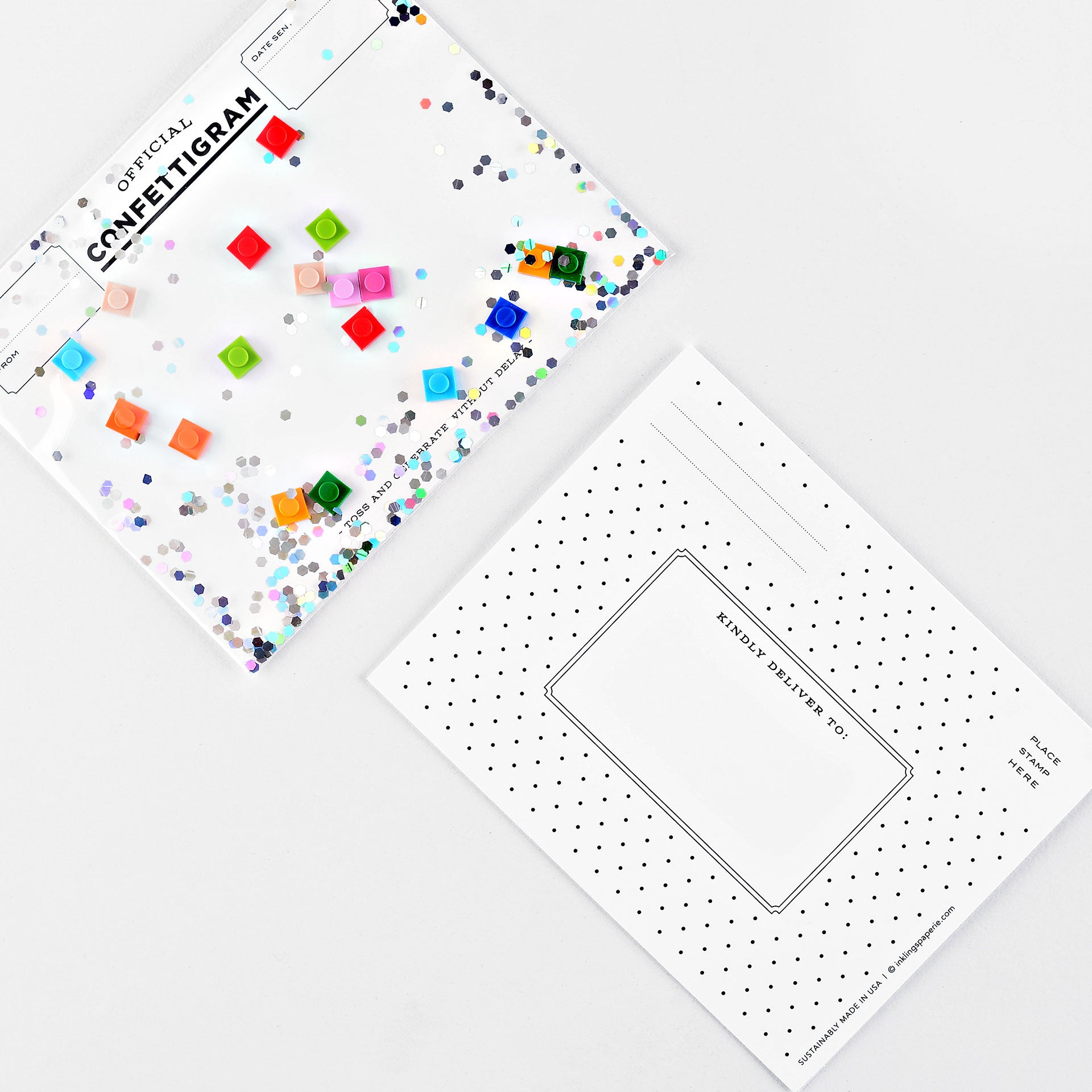 Inklings Paperie Confettigram Bricks Greeting Card 