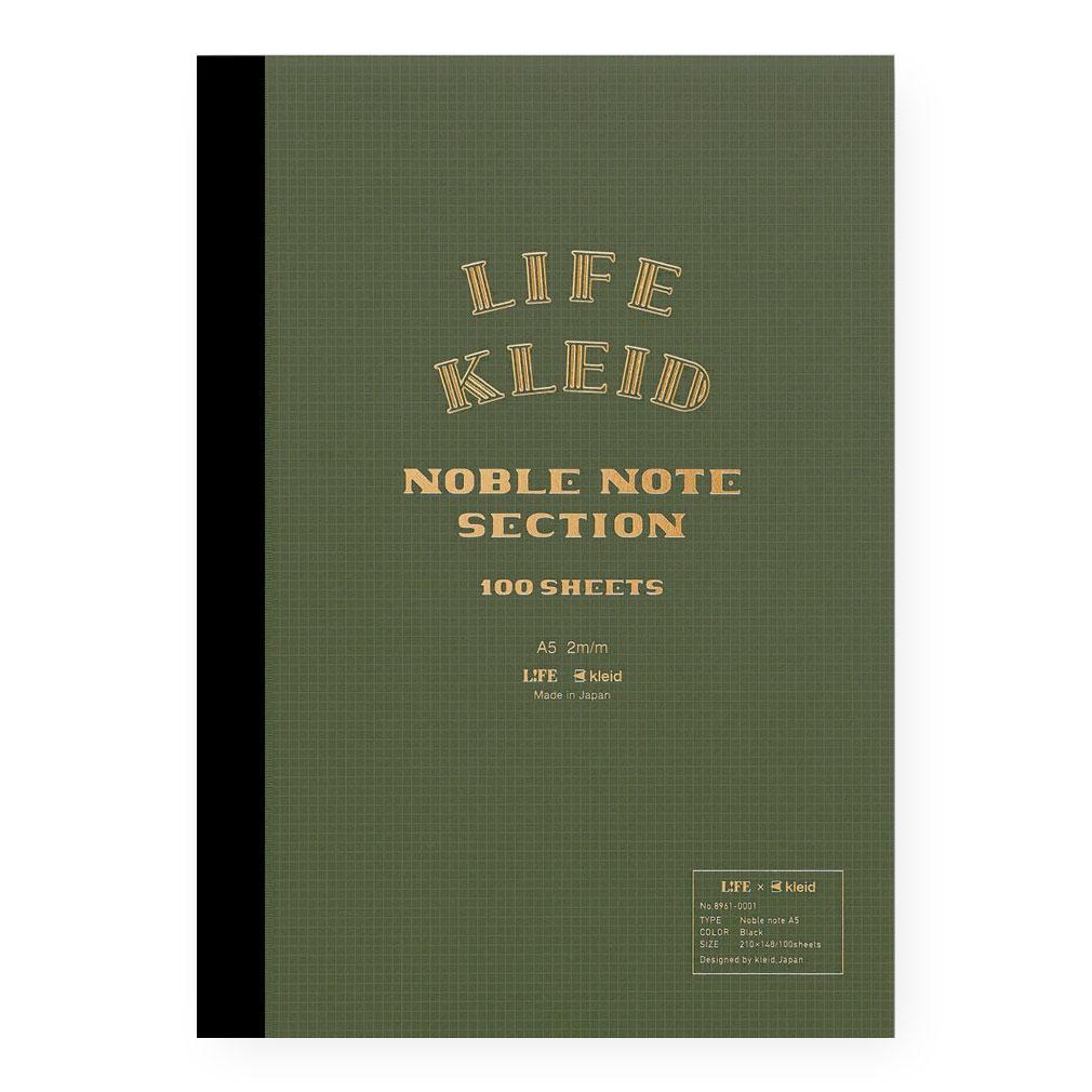 LIFE Kleid x LIFE Noble Note Notebook Olive Drab With Cream Pages 
