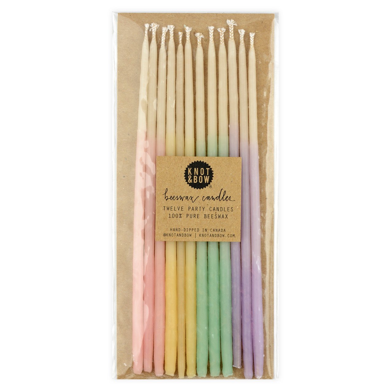 Knot & Bow Hand-Dipped Beeswax Birthday Candles Tall Ombré 