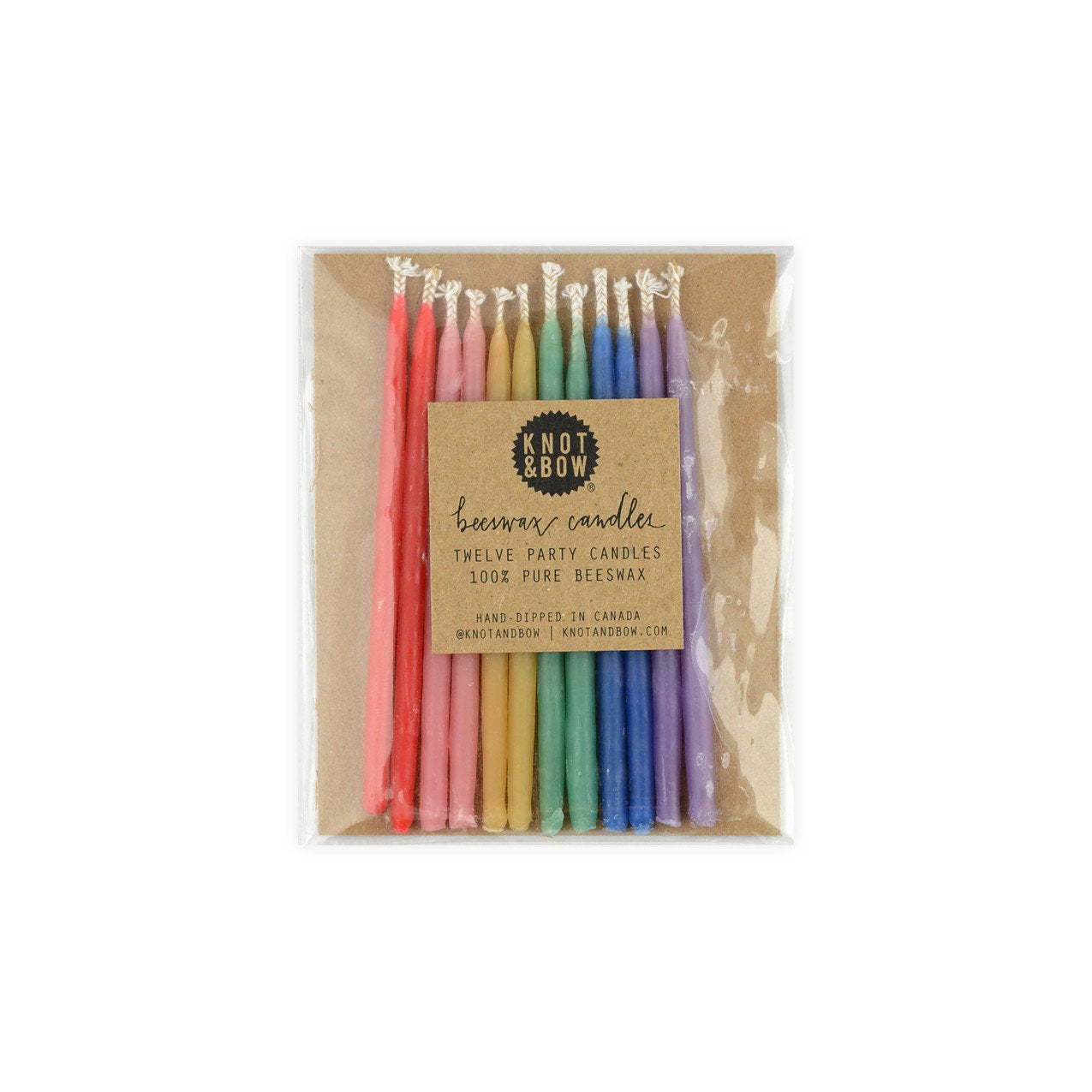 Knot & Bow Hand-Dipped Beeswax Birthday Candles Rainbow 