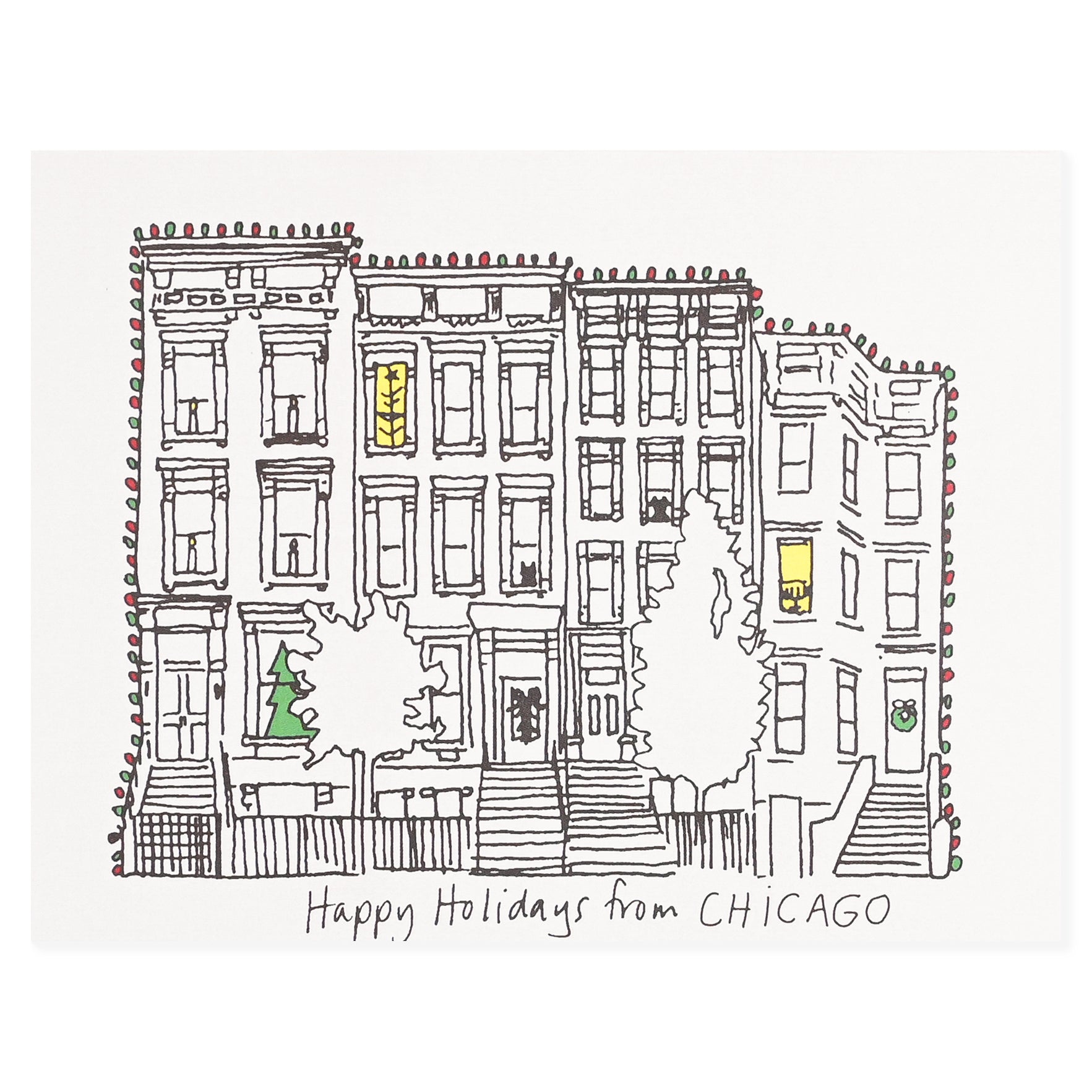 La Familia Green Brownstone Chicago Holiday Card 