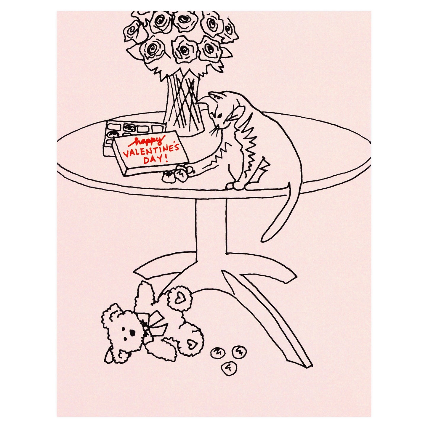 La Familia Green Rude Cat Valentine's Day Card 
