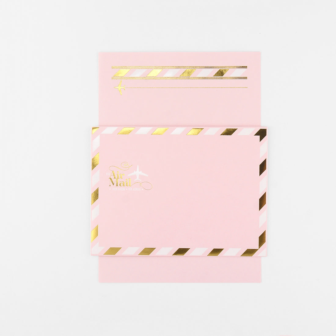 LA Paper Lover Airmail Metallic Gold + White On Pink 