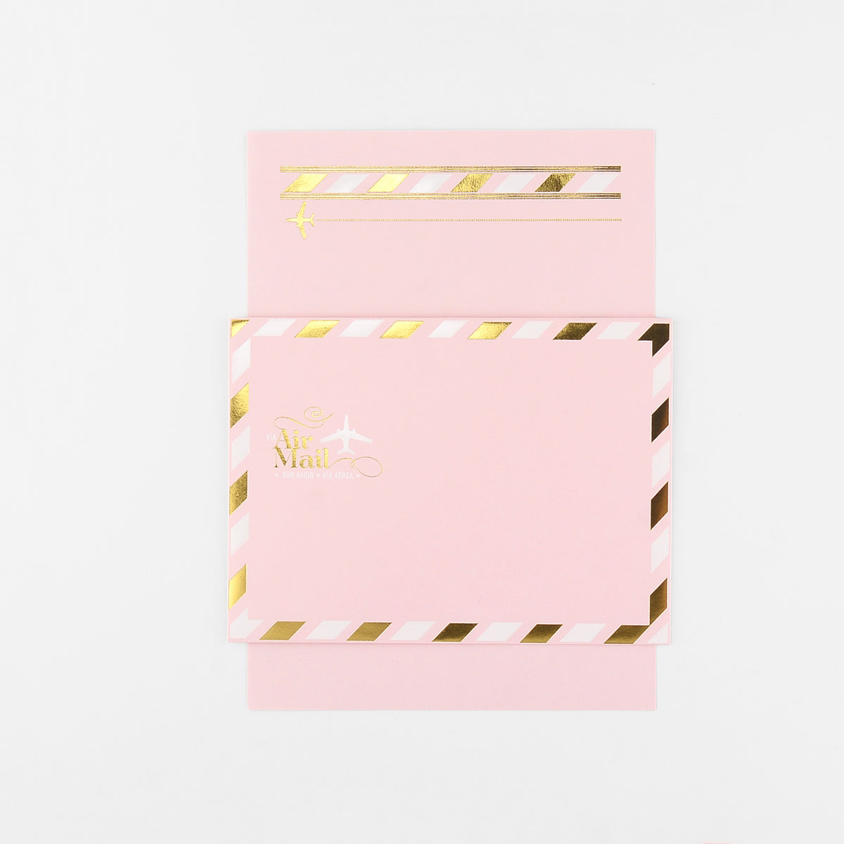 LA Paper Lover Airmail Metallic Gold + White On Pink 