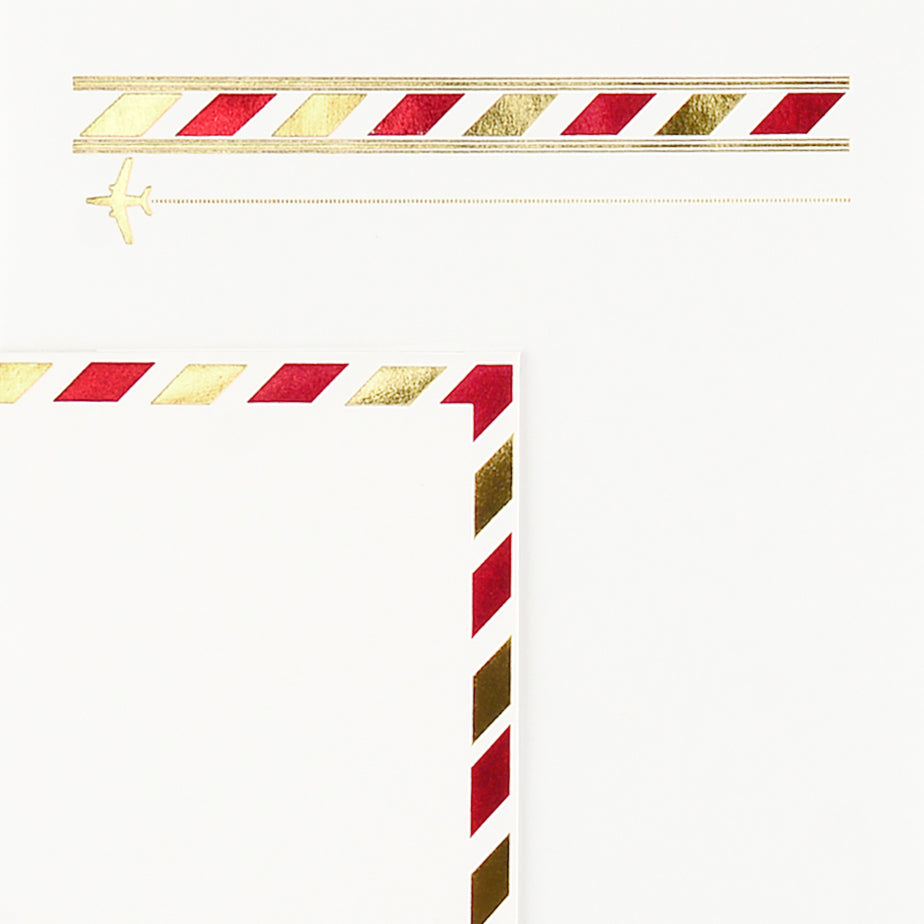 LA Paper Lover Airmail Red and Metallic Gold on Ivory 