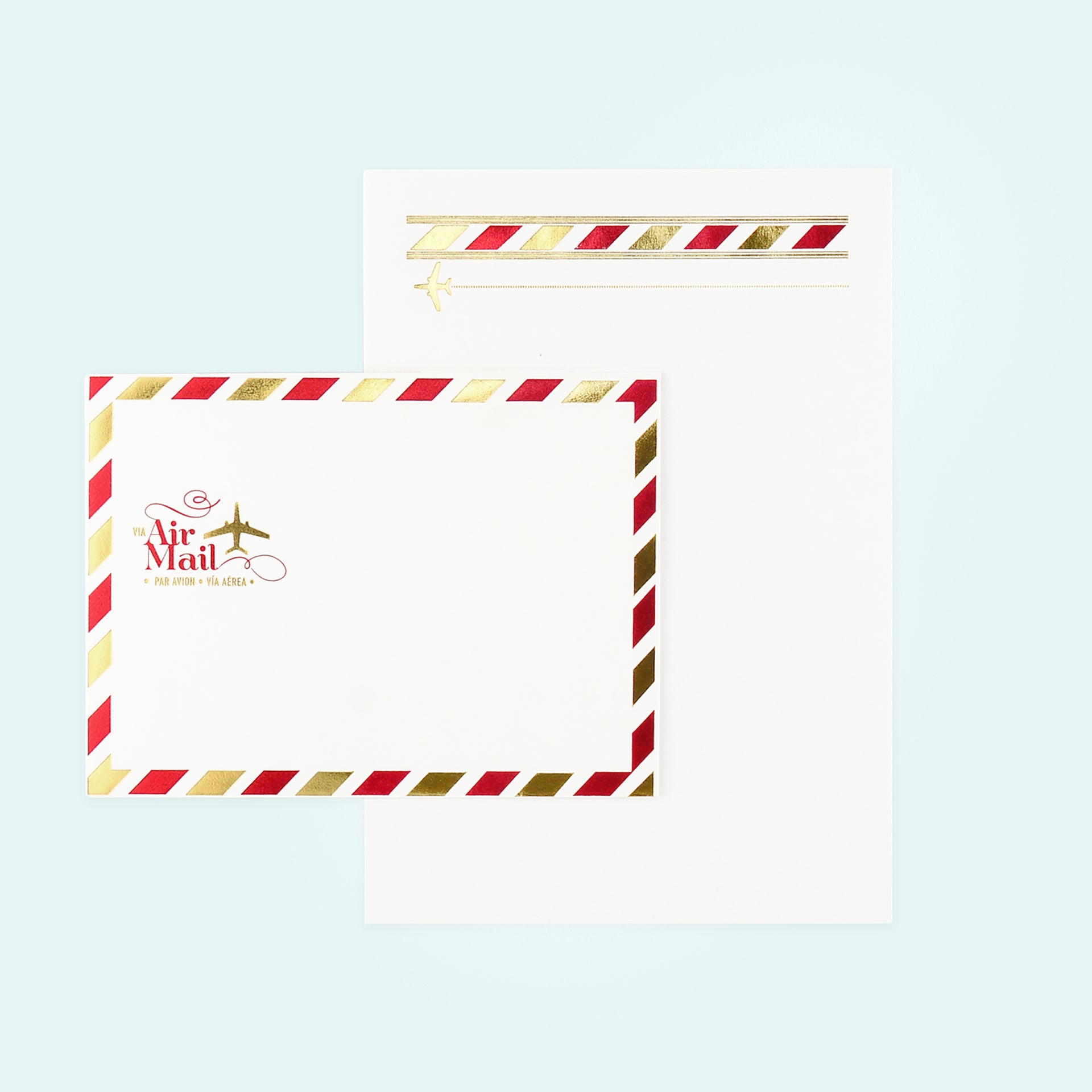LA Paper Lover Airmail Red and Metallic Gold on Ivory 