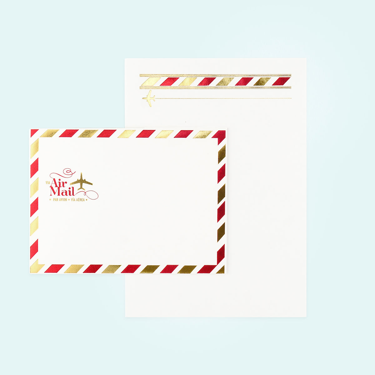 LA Paper Lover Airmail Red and Metallic Gold on Ivory 