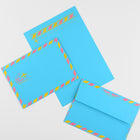 LA Paper Lover Airmail Pink + Yellow On Blue Letter Set