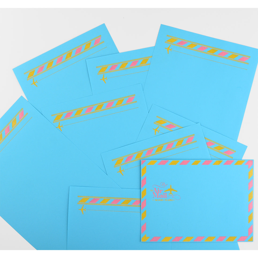 LA Paper Lover Airmail Pink + Yellow On Blue 
