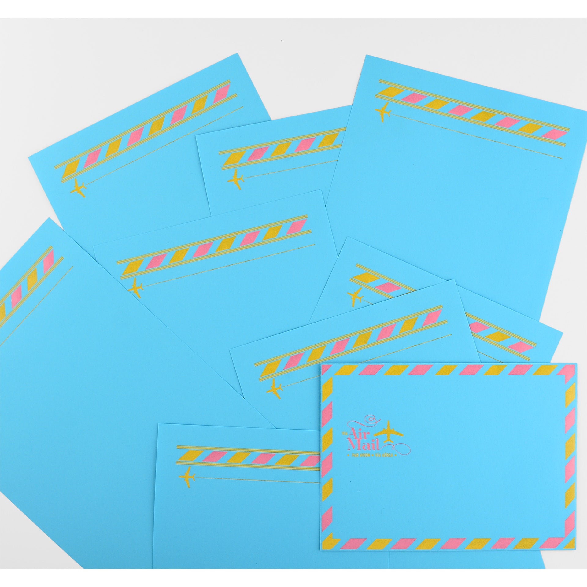 LA Paper Lover Airmail Pink + Yellow On Blue 